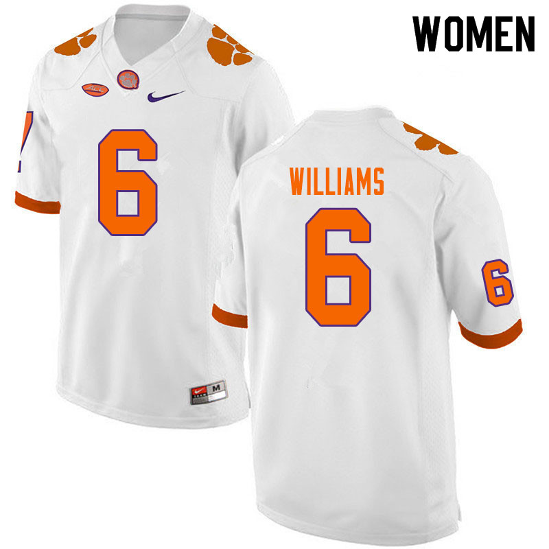 Women #6 E.J. Williams Clemson Tigers College Football Jerseys Sale-White - Click Image to Close